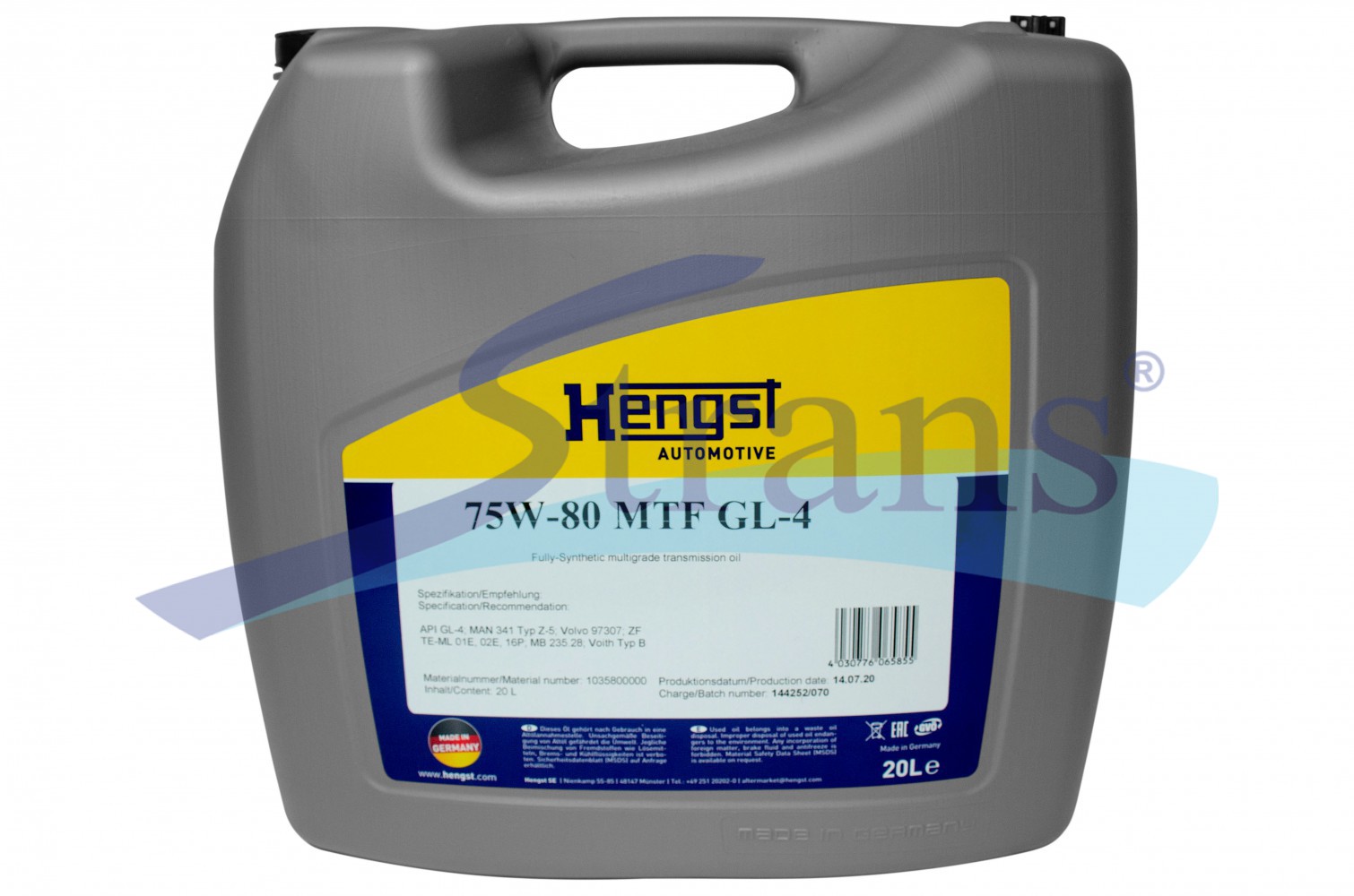 Масло Трансмісійне Hengst 75W-80 Mtf Gl-4 20Л. 1035800000 купити в